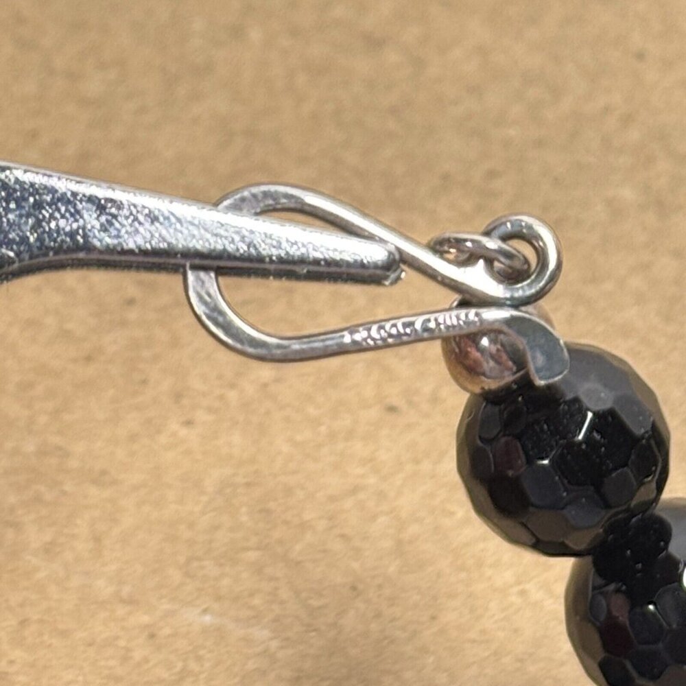 Jay King Black Chalcedony & Turquoise Necklace Mosaic Pendant Sterling Silver - Picture 10 of 11